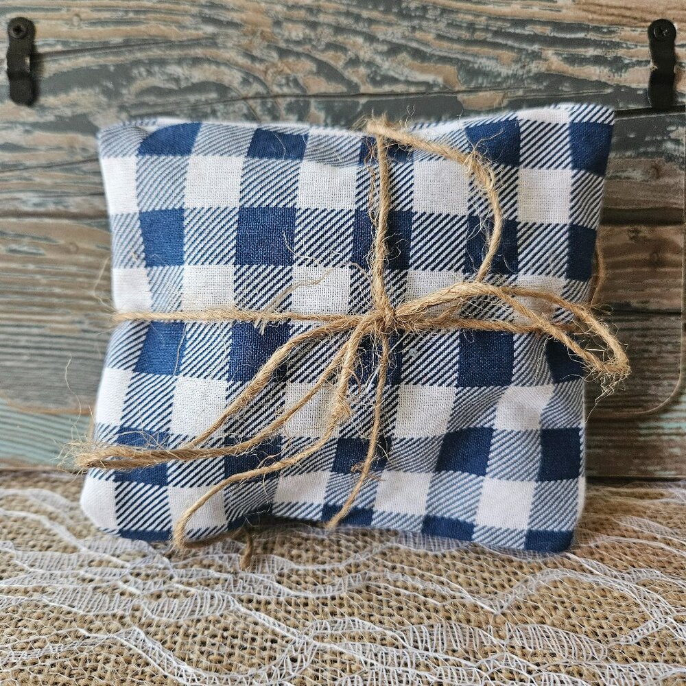 Handsewn Blue Checkered Herbal Pillow - Choice of Blend
